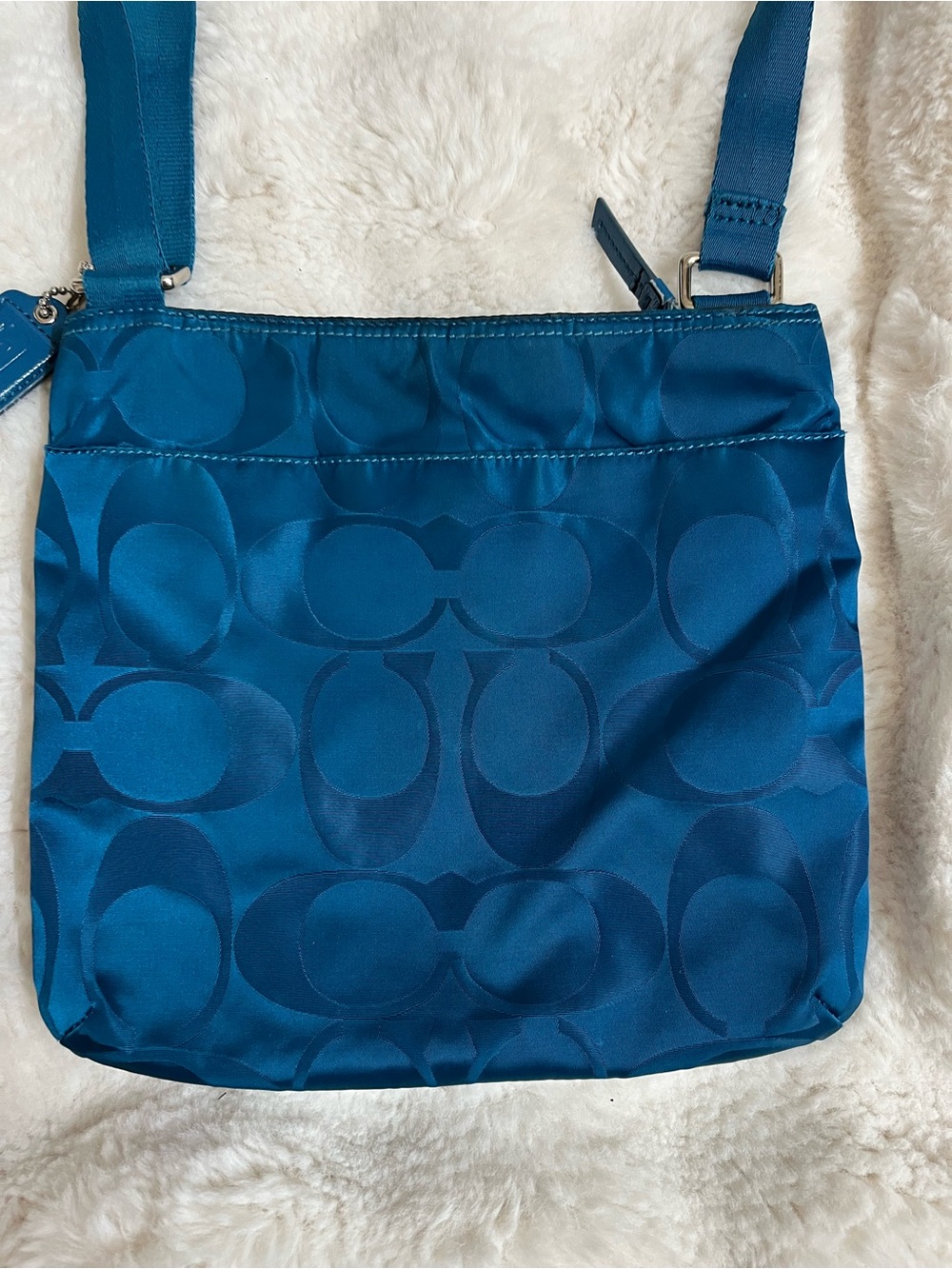 Coach Teal Signature Nylon Crossbody Bag - Pre-Owned - Picture 10 of 16